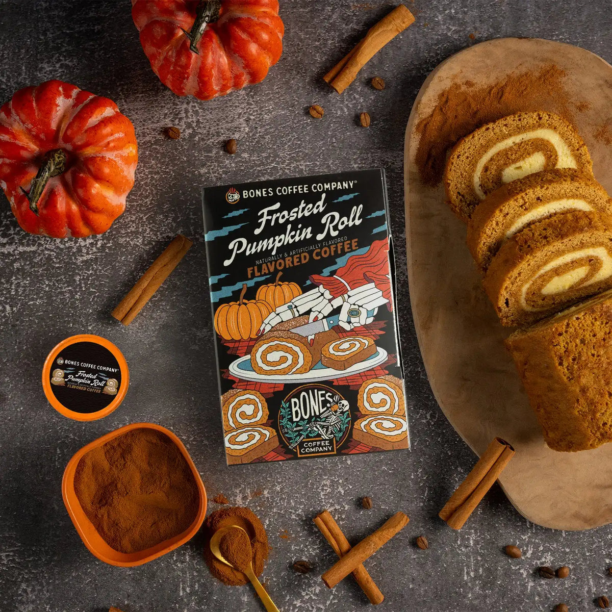 Frosted Pumpkin Roll Bones Cups - 12 Count